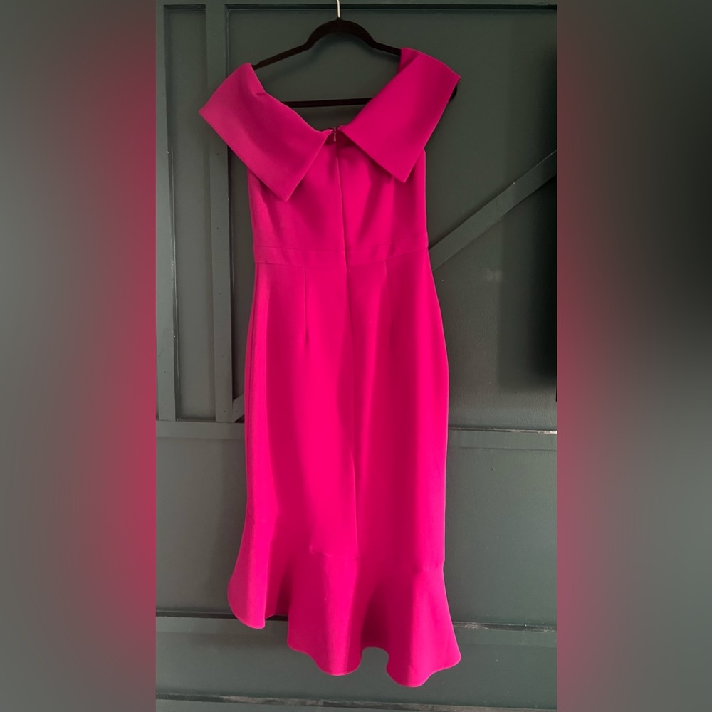 Fuchsia knee length across shoulder elegant dress